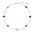 Color Blossom BB Multi-Motif Short Necklace, Pink Gold, Malachite and Diamonds