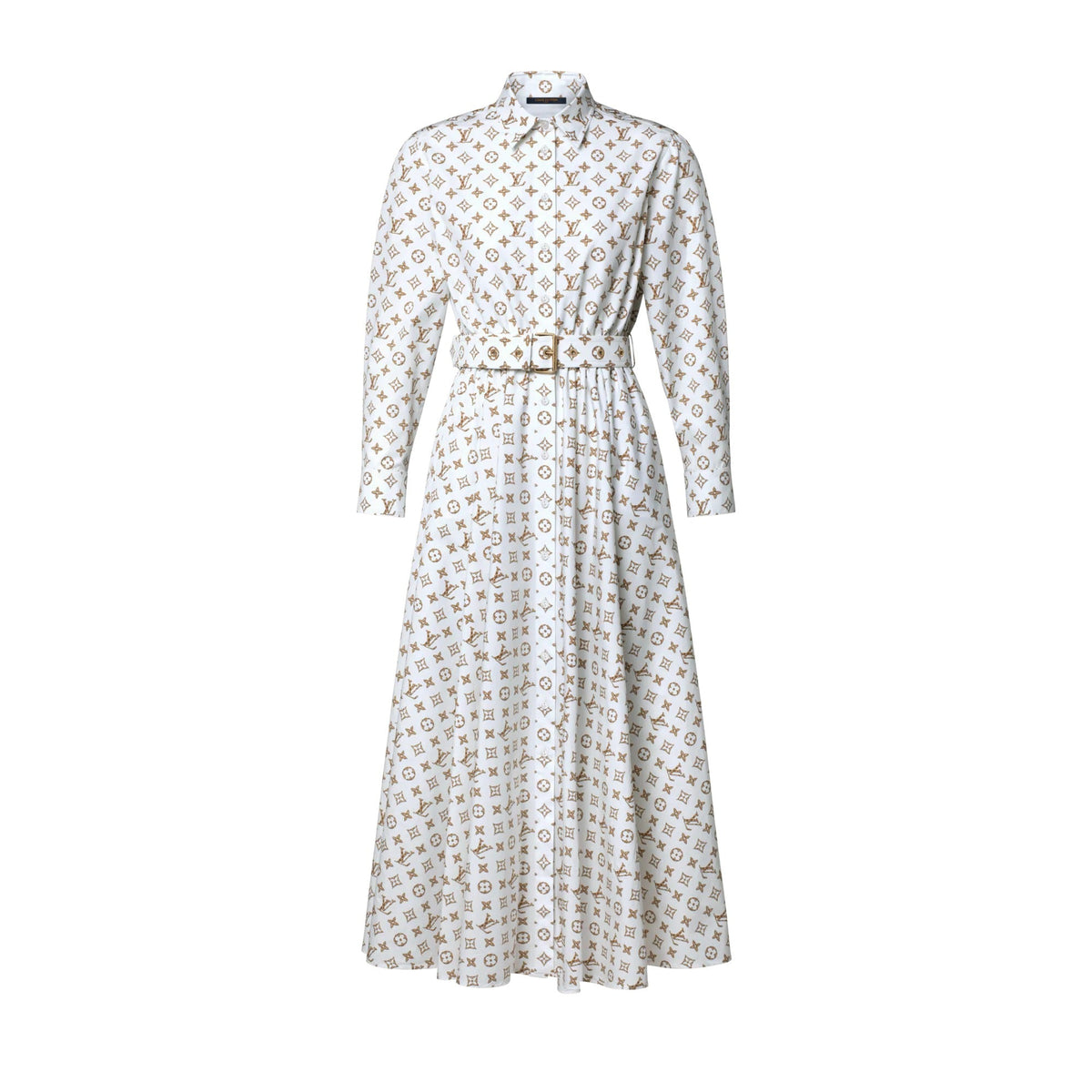 Woven Monogram Print Shirt Dress