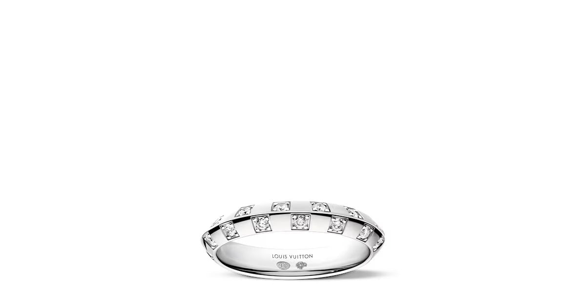 Le Damier de Louis Vuitton Small Ring, White Gold and Diamonds