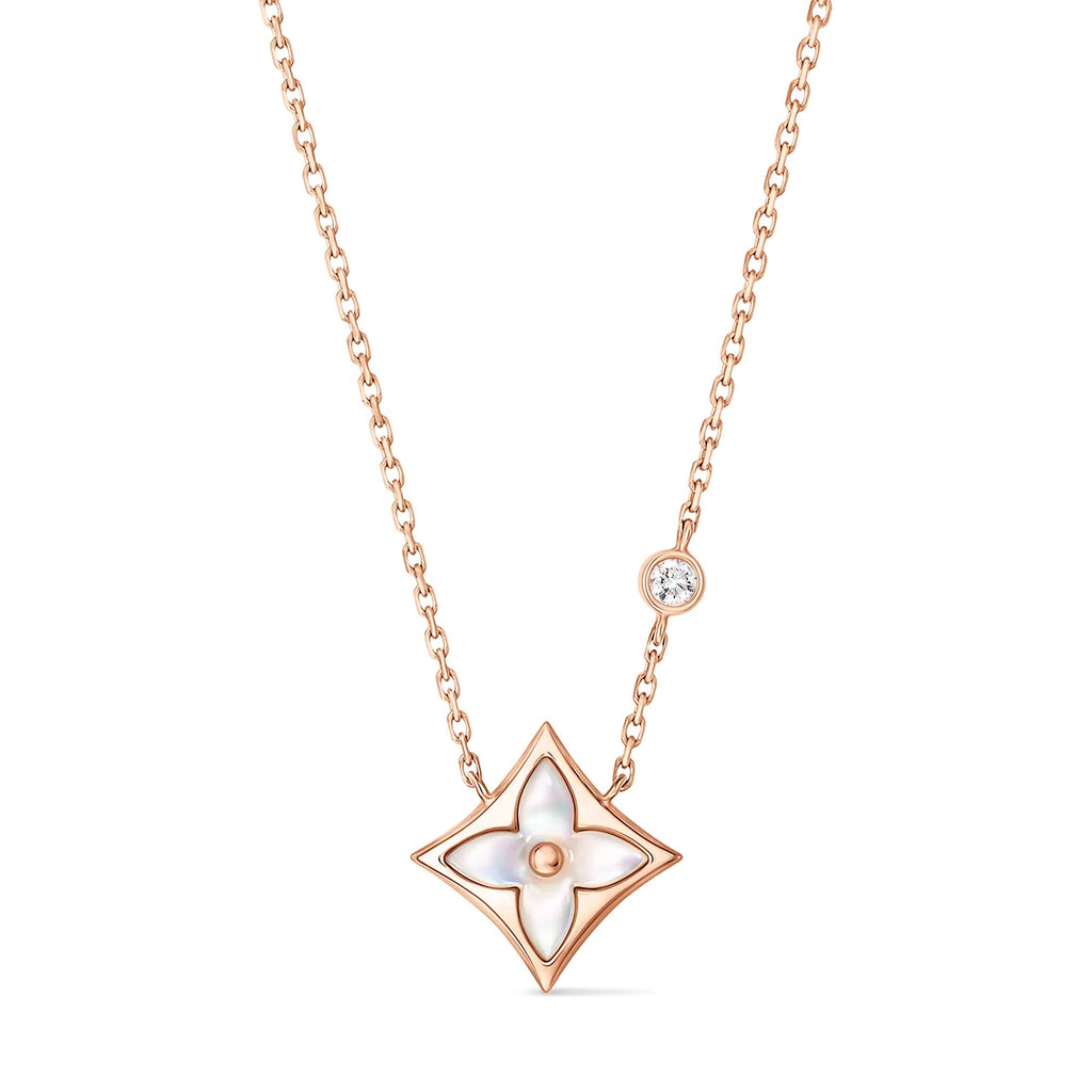 Color Blossom BB Star Pendant, Pink Gold, White Mother-of-Pearl and Diamond