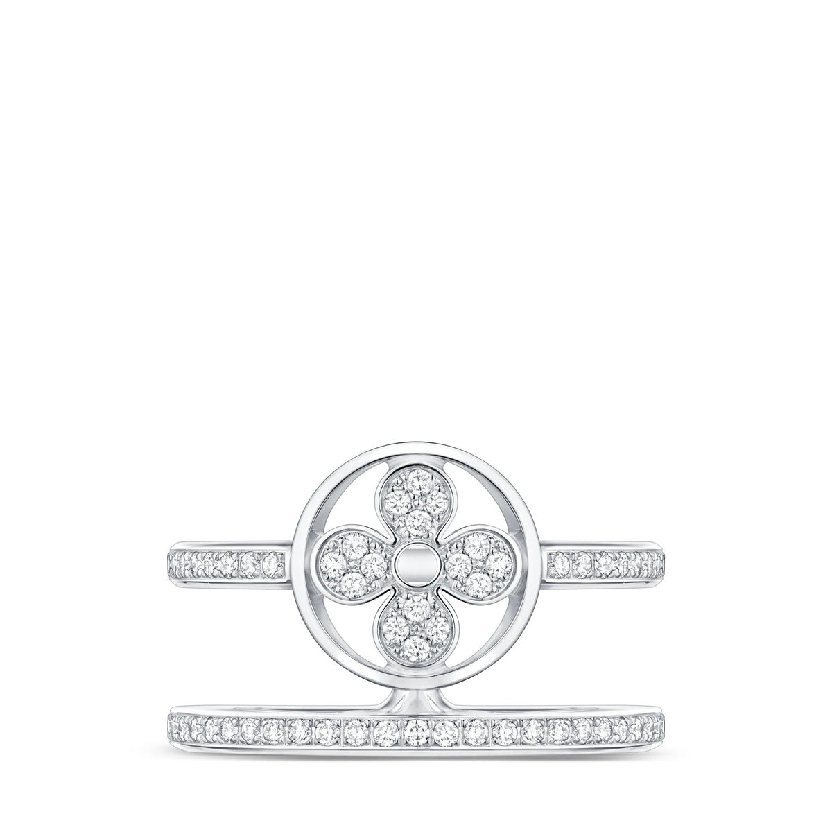 Idylle Blossom Two-Row Ring, White Gold And Diamonds