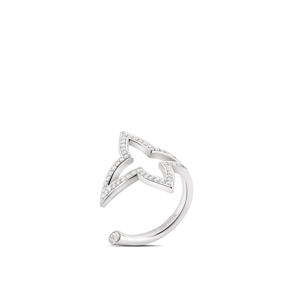 Ombre Blossom Open Ring, White Gold and Diamonds