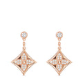 Color Blossom BB Star Earrings, Pink Gold and Diamonds
