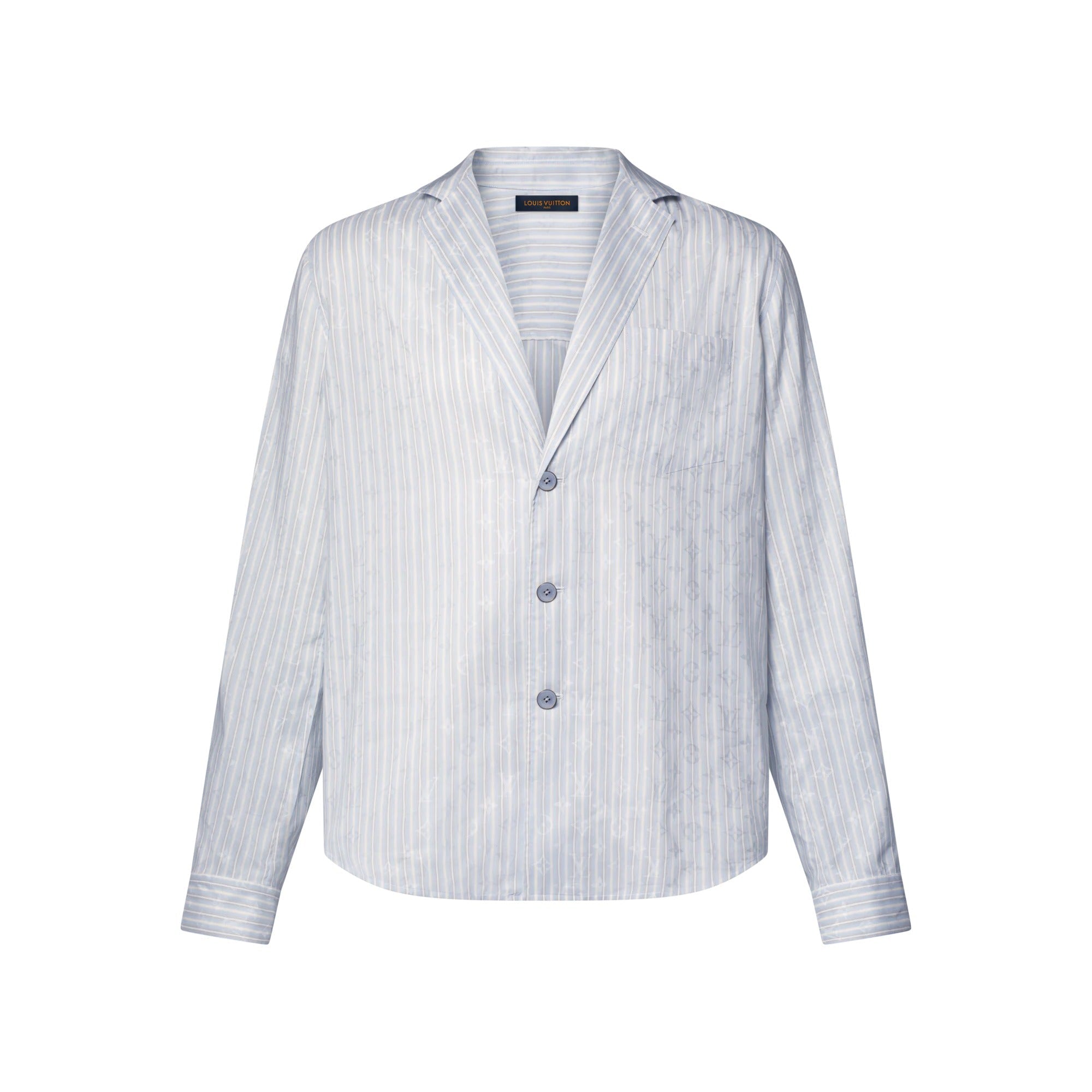 Monogram Striped Pajama Long-Sleeved Shirt