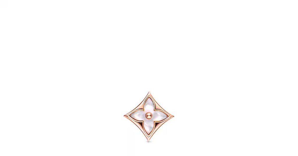 Color Blossom BB Star Ear Stud, Pink Gold and White Mother-of-Pearl - Per Unit