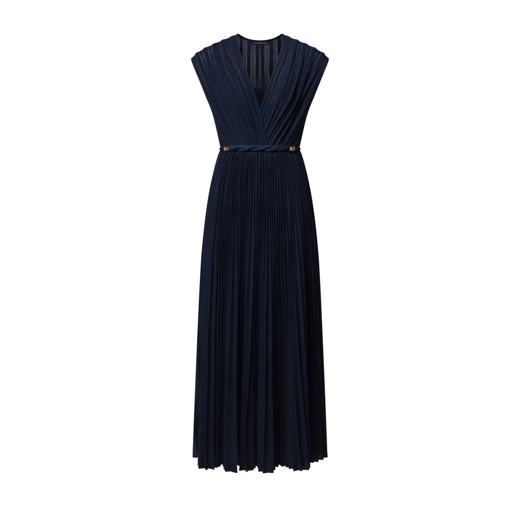 Twist Belt Pleated Dress