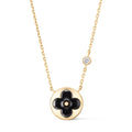 Color Blossom BB Sun Pendant, Yellow Gold, Onyx and Diamond