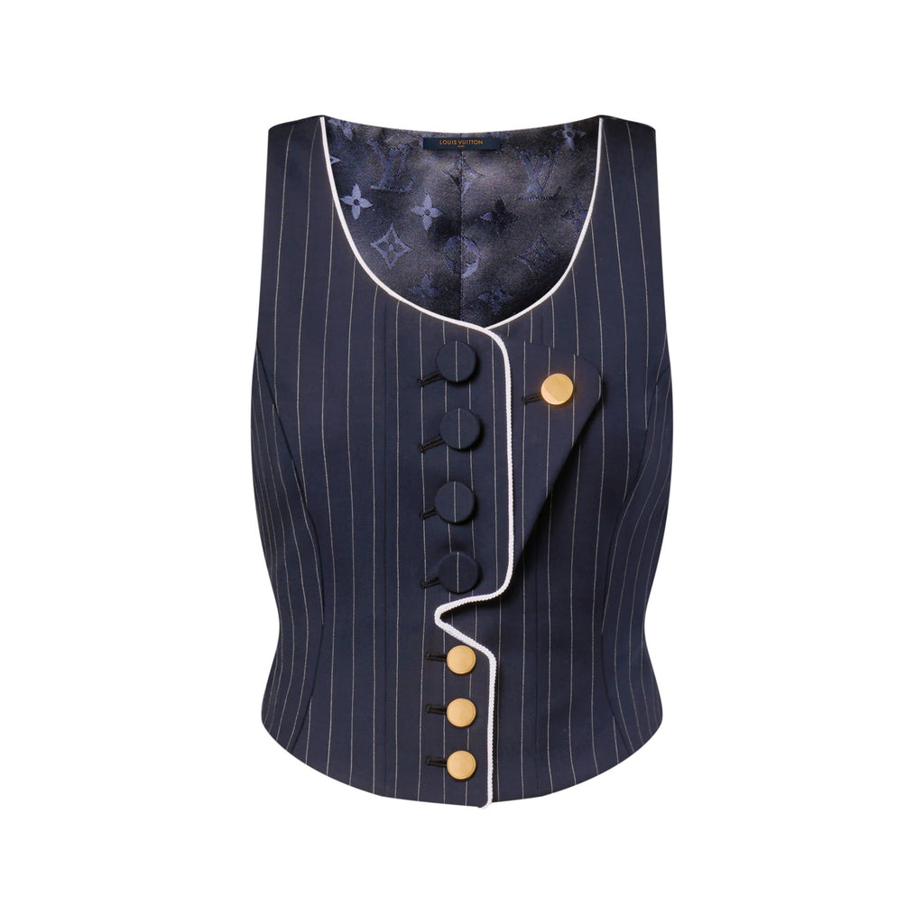 Asymmetrical Bib Pinstriped Top