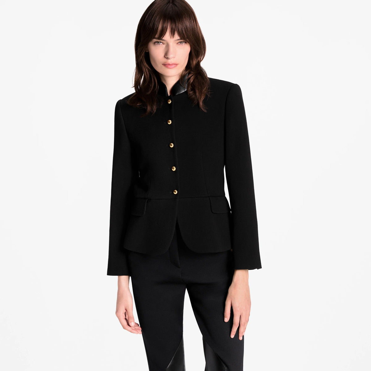 Leather Accent Fitted Jacket
