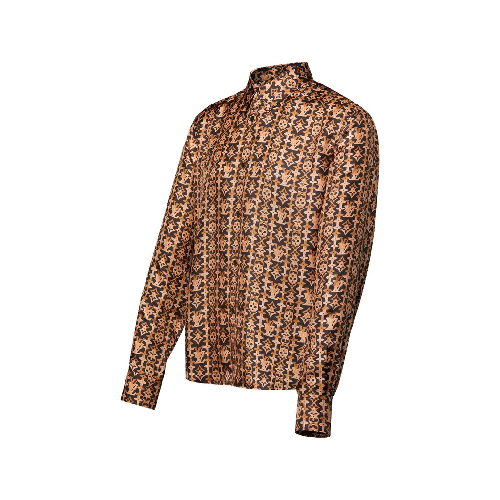 Monogram Printed Long-Sleeved Silk Shirt