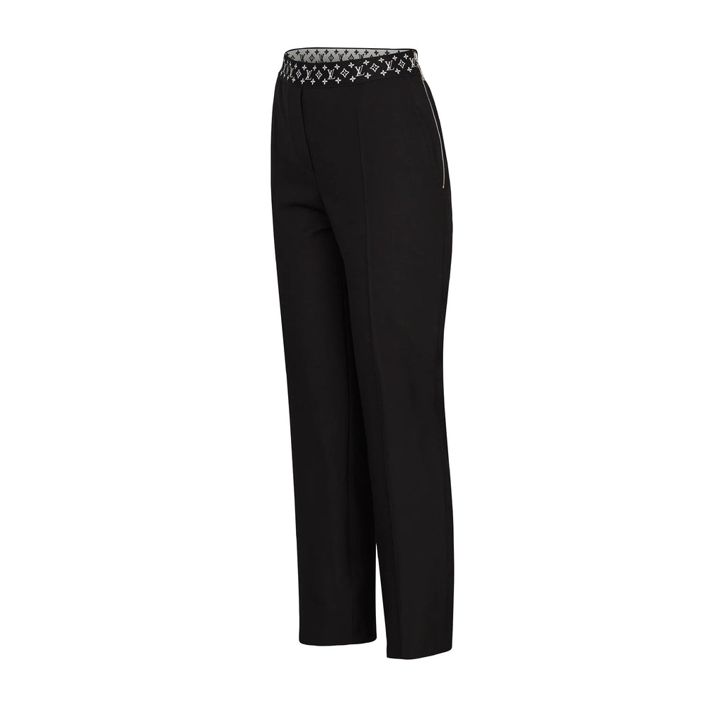 Straight Cut Pants With Monogram Elastic Belt