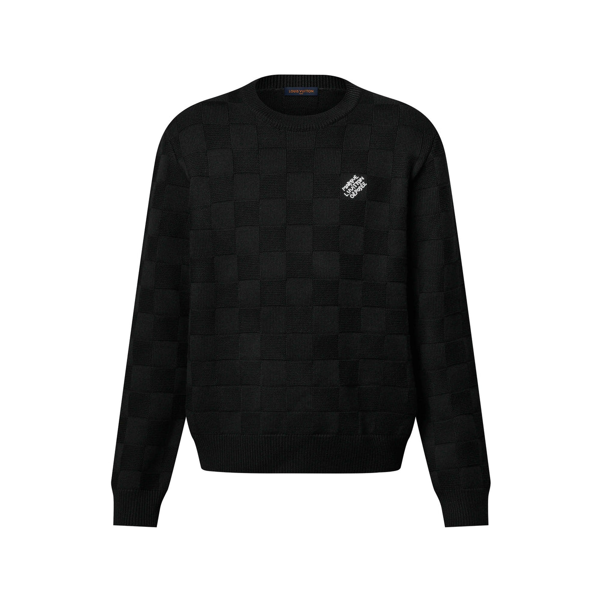 Embellished Wool Damier Pullover