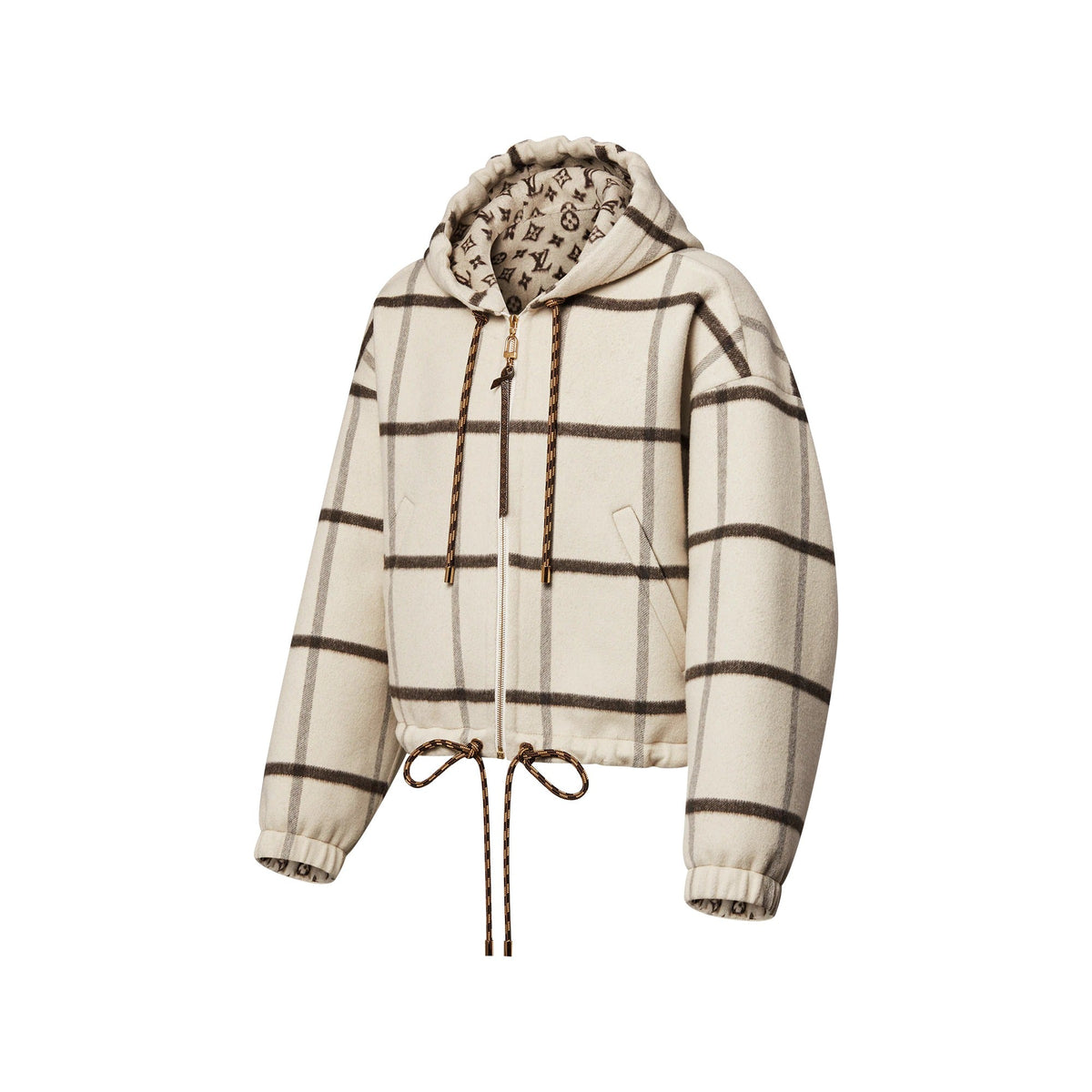 Check Motif Hooded Jacket