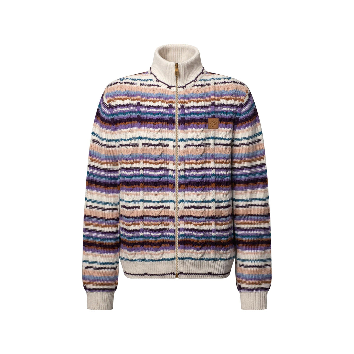 Striped Cable-Knit Track Top