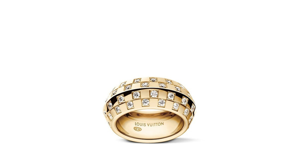 Le Damier de Louis Vuitton Double Ring, Yellow Gold and Diamonds