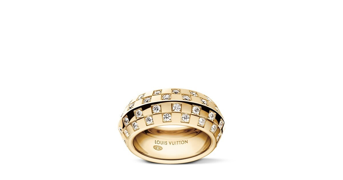 Le Damier de Louis Vuitton Double Ring, Yellow Gold and Diamonds