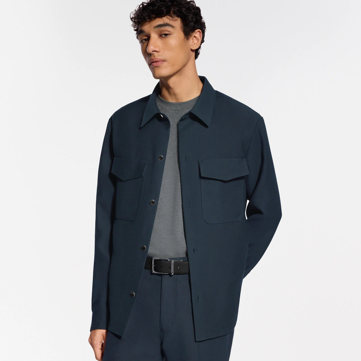 Long-Sleeved Cotton-Silk Crepe Shirt