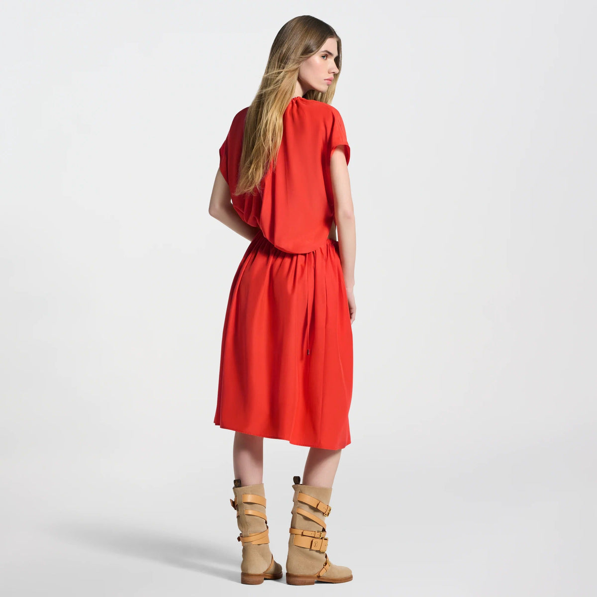 Washed Silk Drawstring Dress