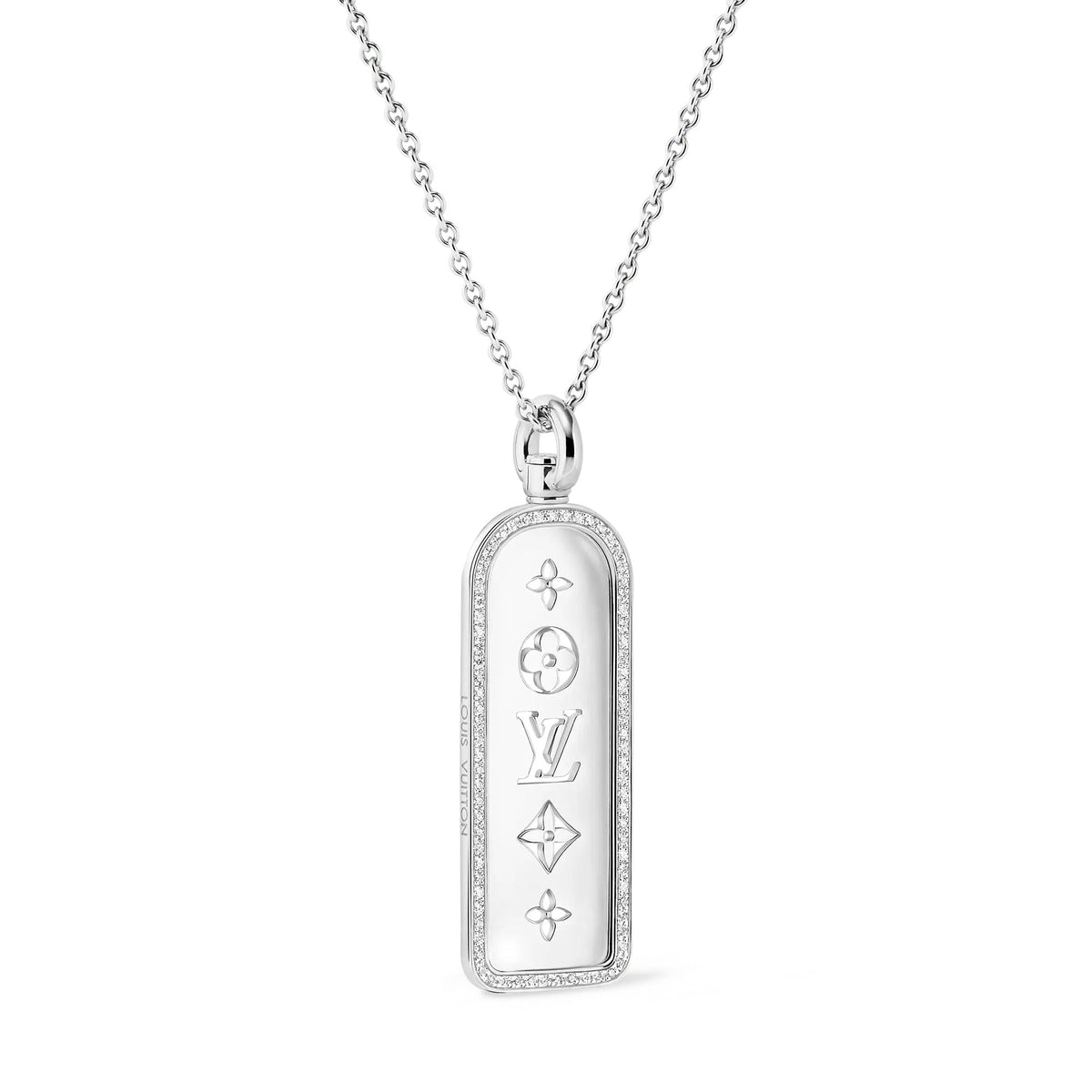 Les Gastons Vuitton Large Tag Pendant, White Gold and Diamonds