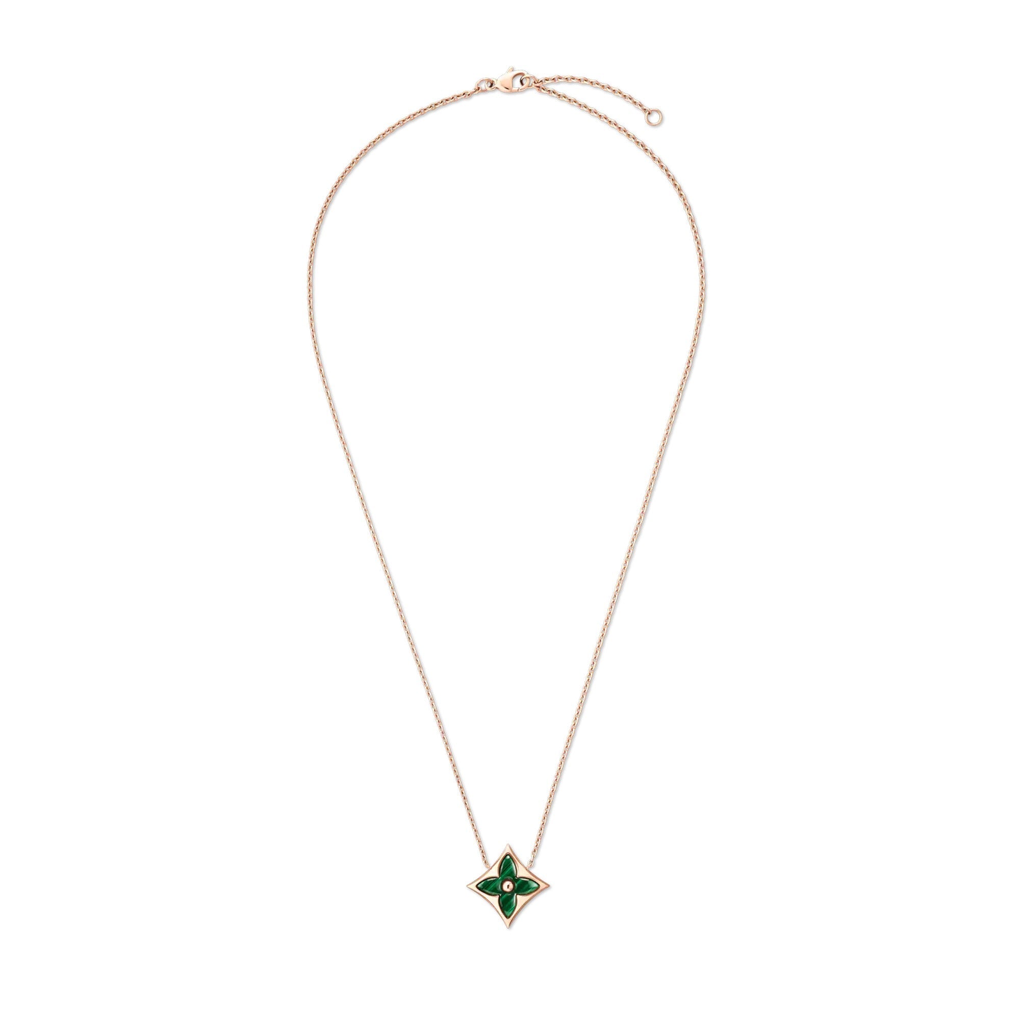 Color Blossom M Star Pendant, Pink Gold and Malachite