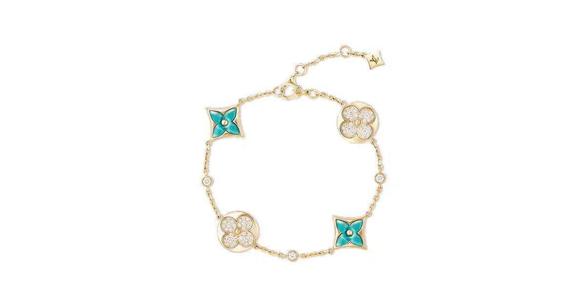 Color Blossom BB Star and Sun Multi-Motif Bracelet, Yellow Gold, Amazonite and Diamonds