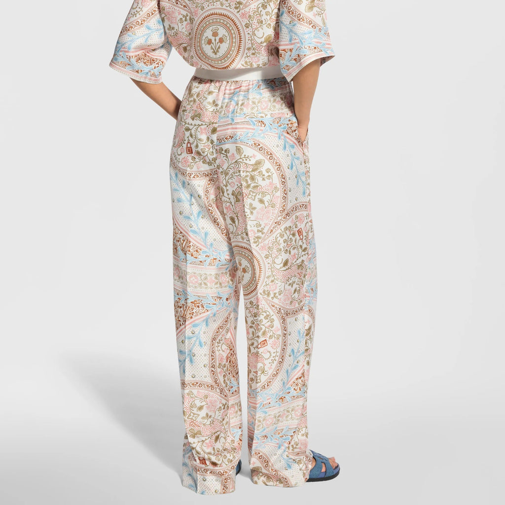 Flower Foulard Wide-Cut Pants