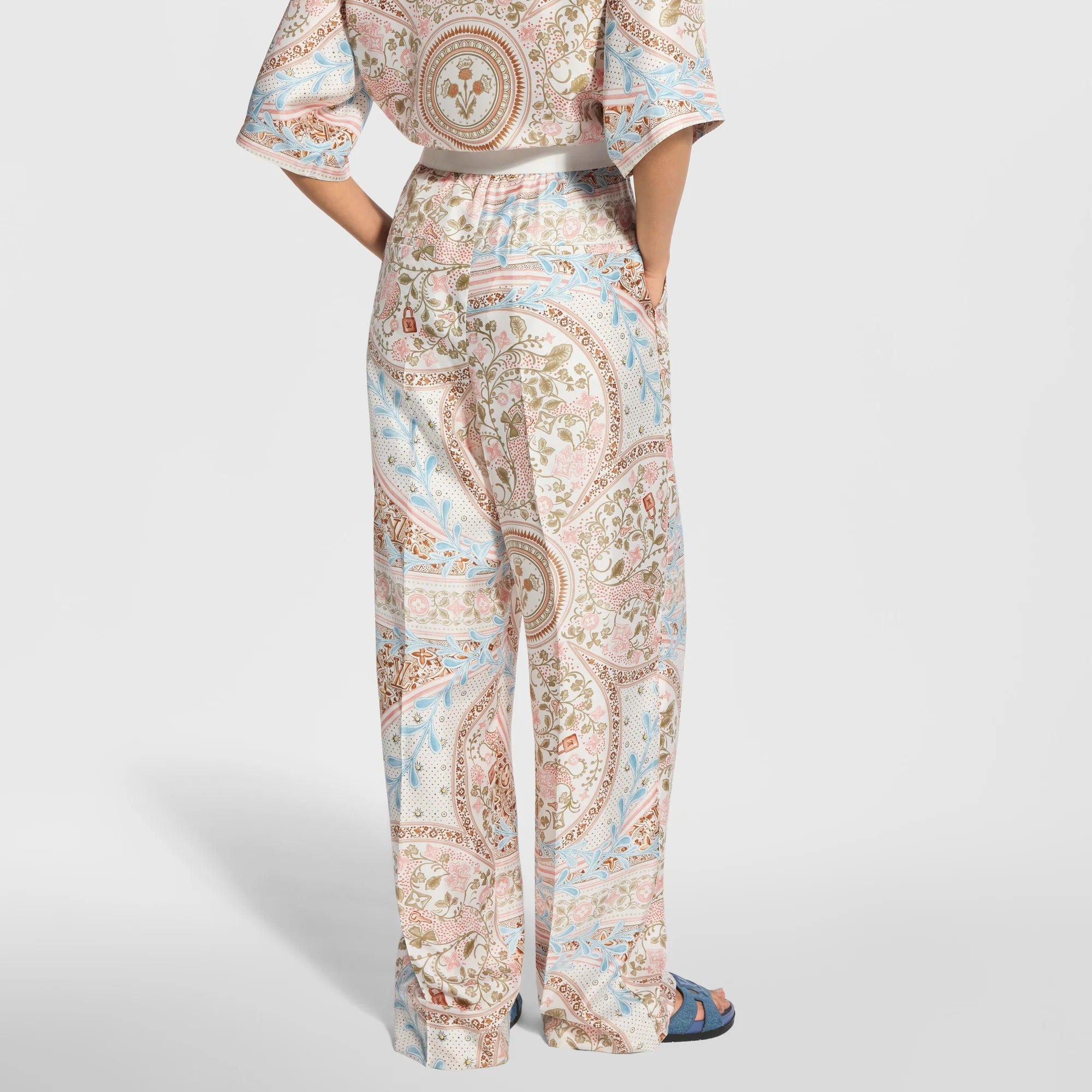 Flower Foulard Wide-Cut Pants