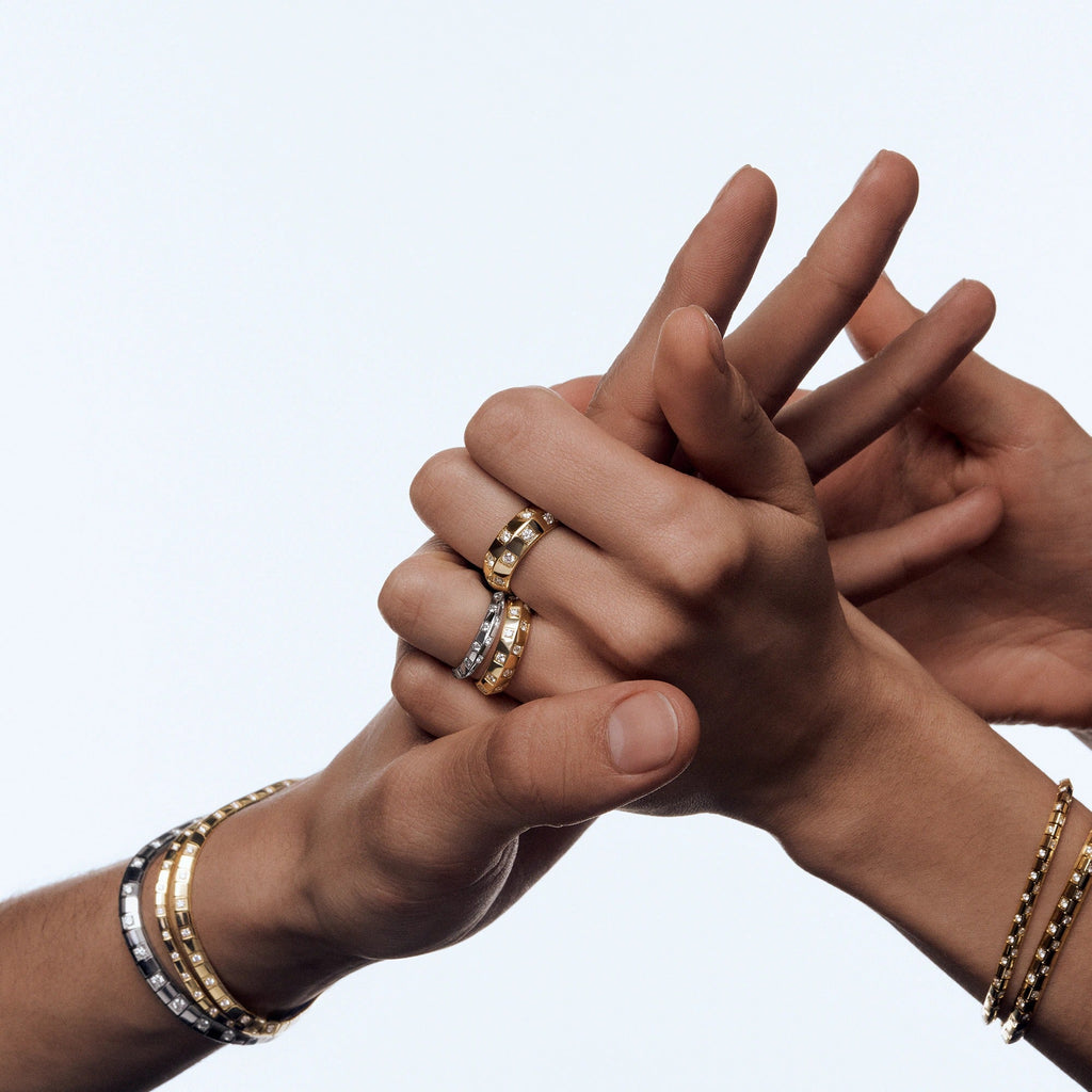 Le Damier de Louis Vuitton Large Bracelet, White Gold and Diamonds