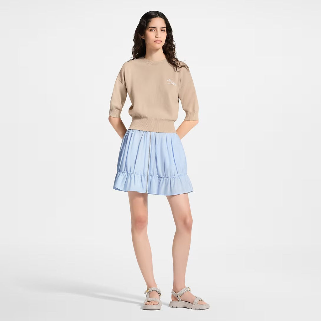 Zipper Front Ruffle Mini Skirt
