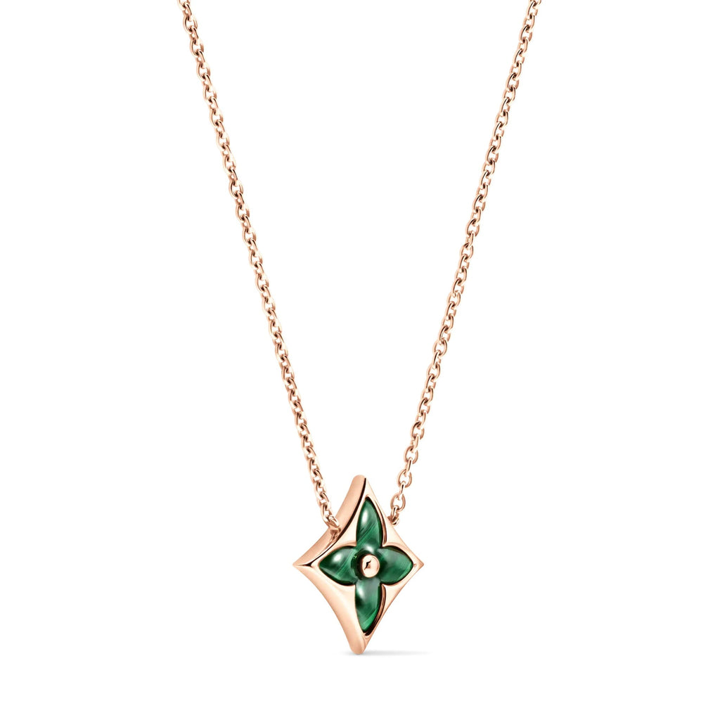 Color Blossom M Star Pendant, Pink Gold and Malachite