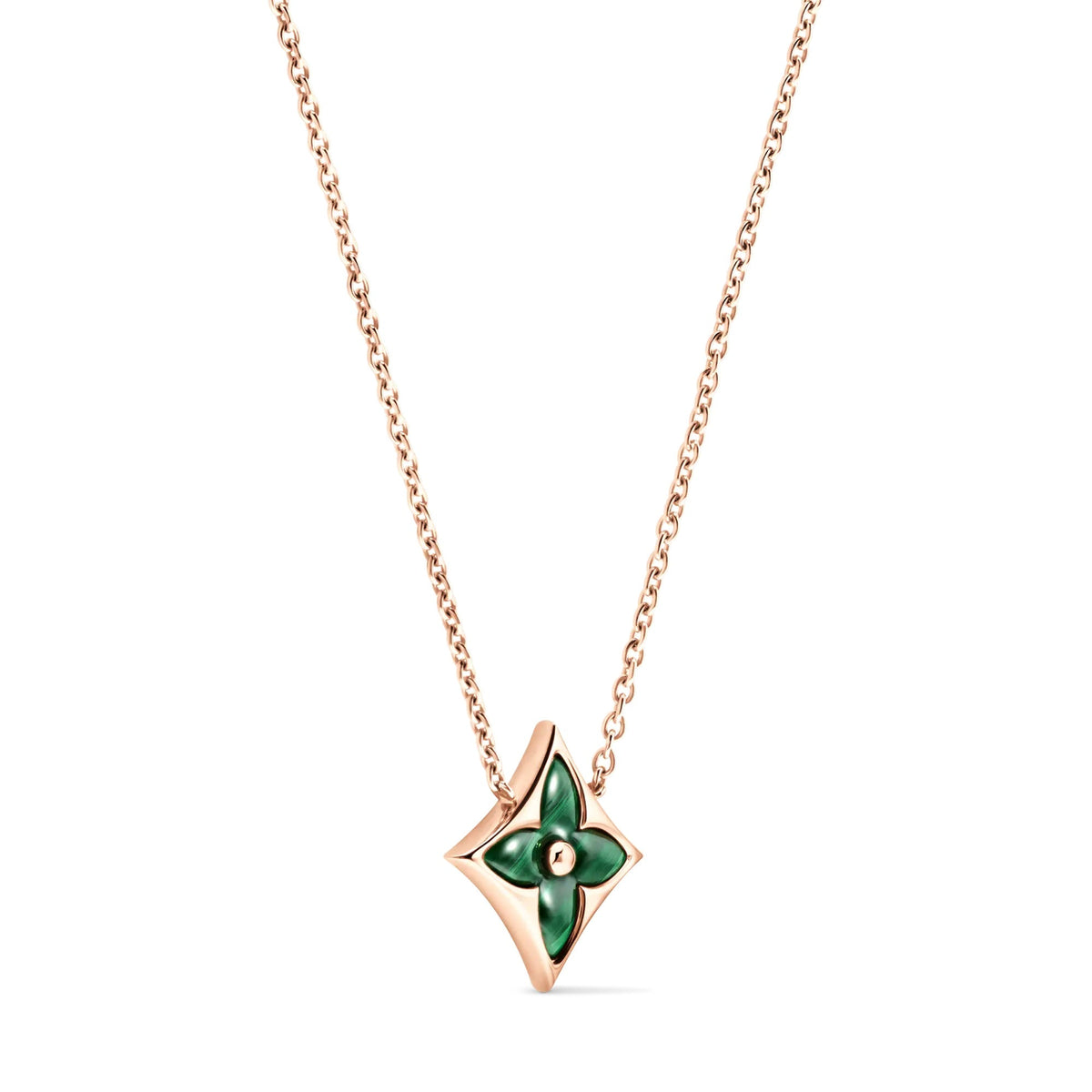 Color Blossom M Star Pendant, Pink Gold and Malachite