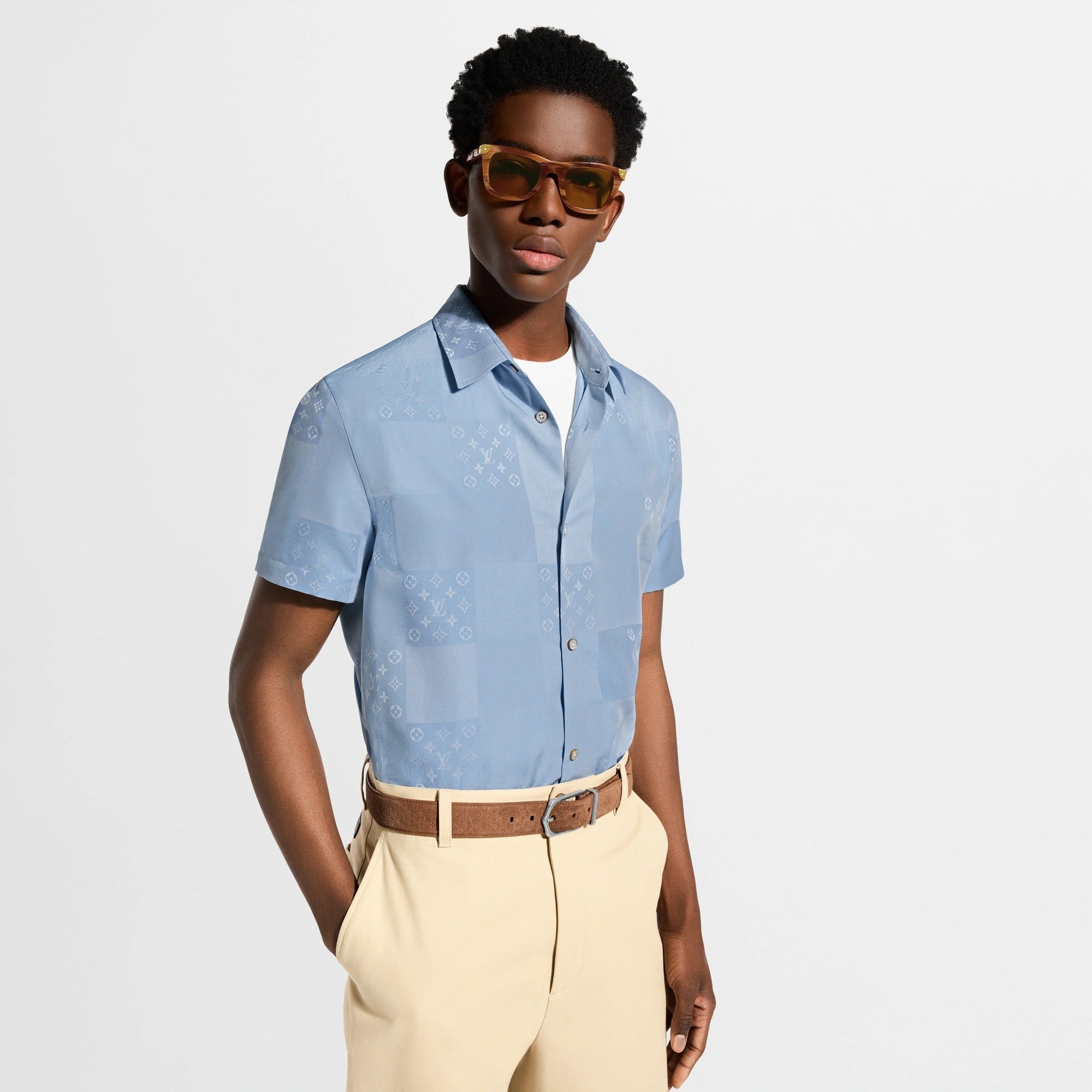 Patchwork Jacquard Short-Sleeved Shirt