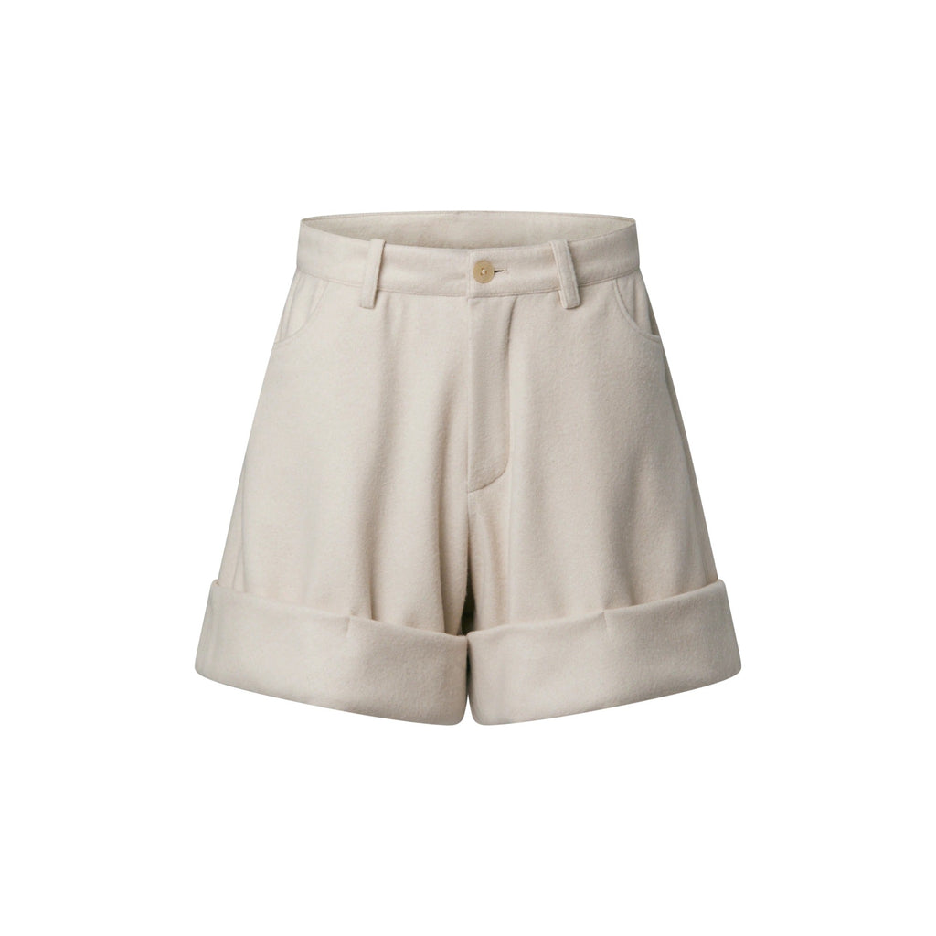 Cuffed Wool-Cashmere Shorts