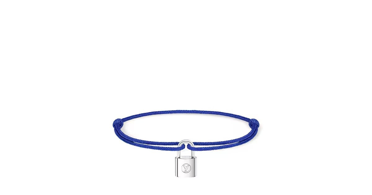 Silver Lockit Bracelet, Sterling Silver and Blue Polyester Cord