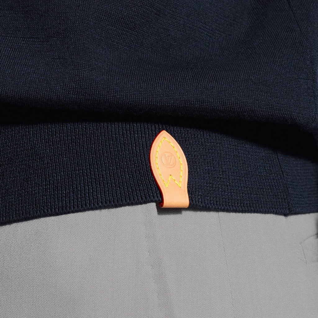 Wool-Silk Blend Long-Sleeved Polo Shirt