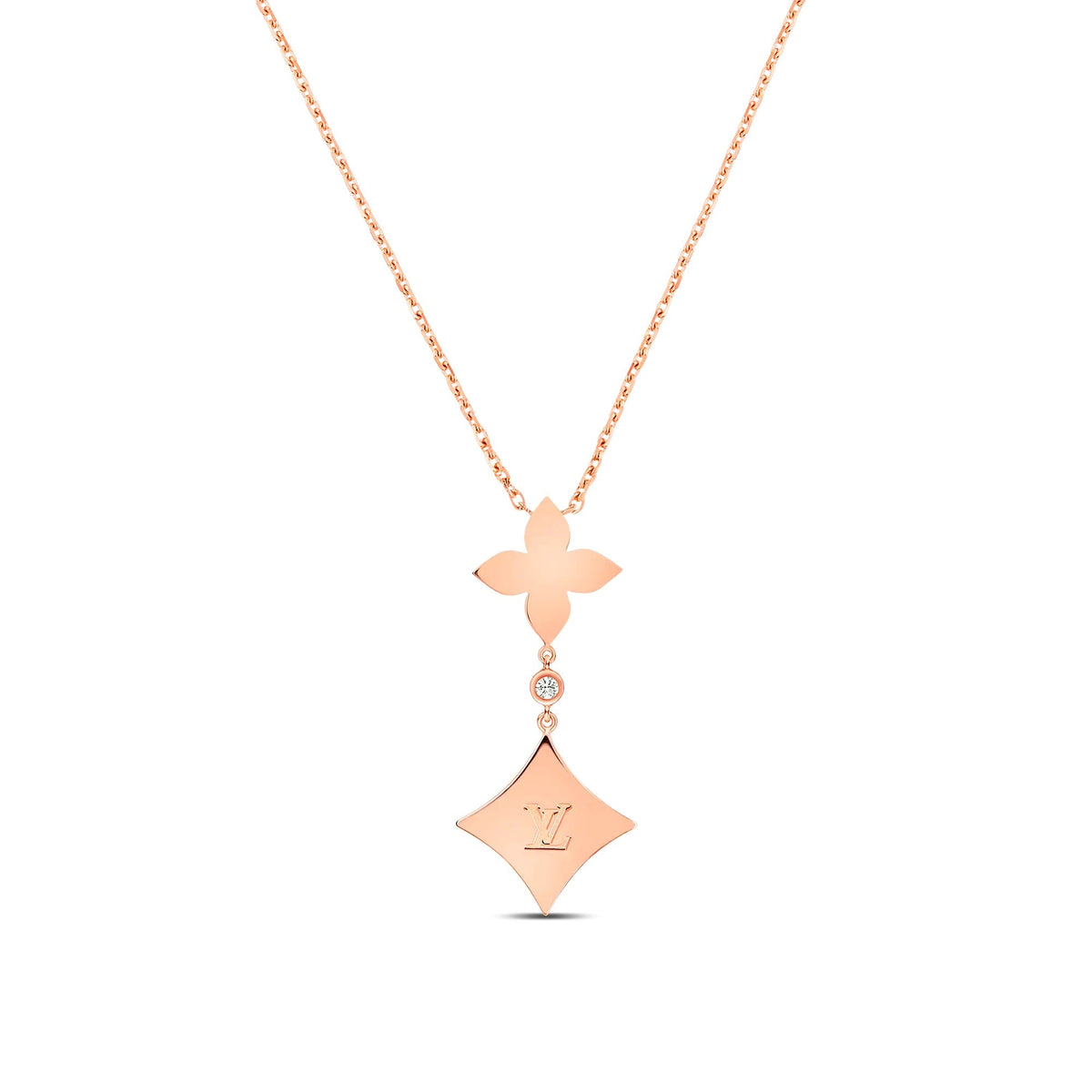 Color Blossom M Star Multi-Motif Pendant, Pink Gold, White Mother-of-Pearl and Diamonds
