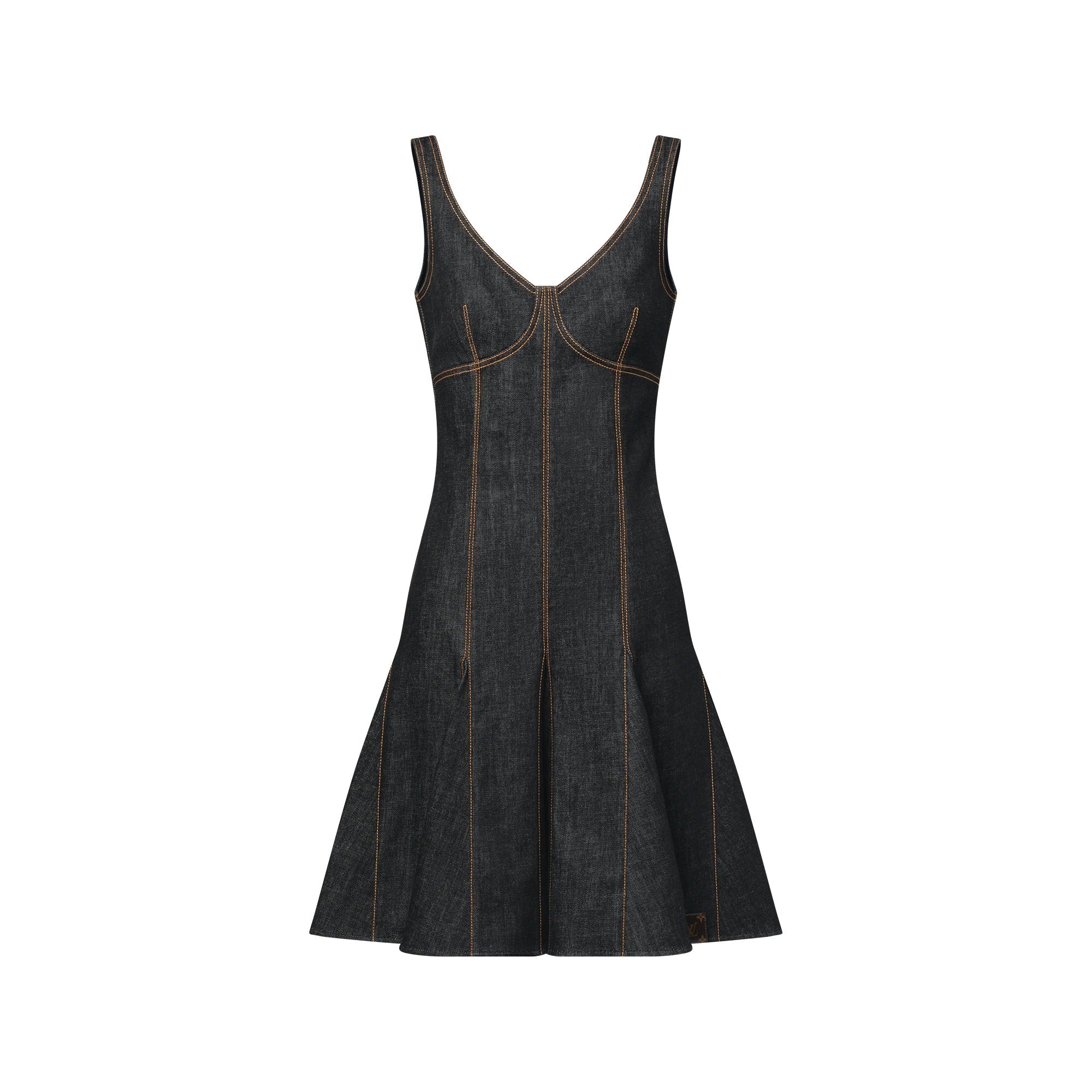 Topstitched Denim Dress