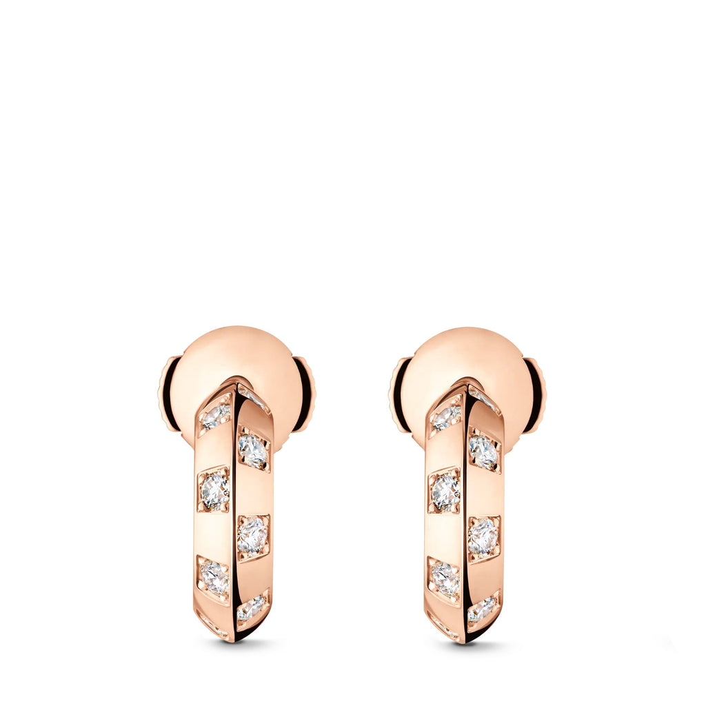 Le Damier de Louis Vuitton Small Hoops, Rose Gold and Diamonds