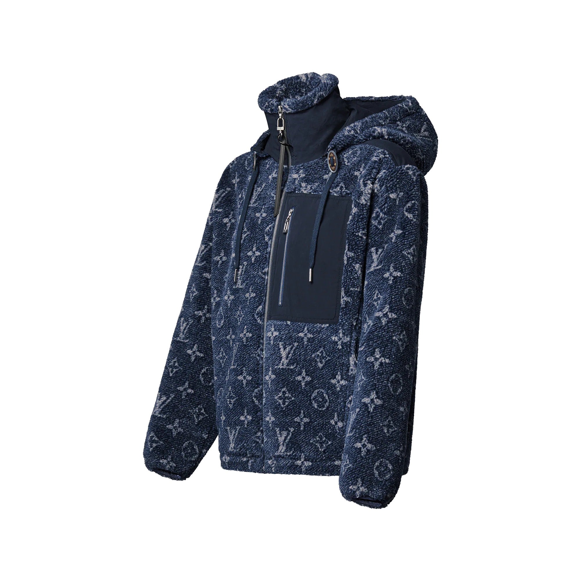 Denim-Effect Monogram Fleece Jacket