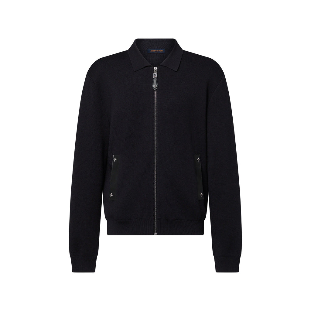 Knit Blouson With Leather Details
