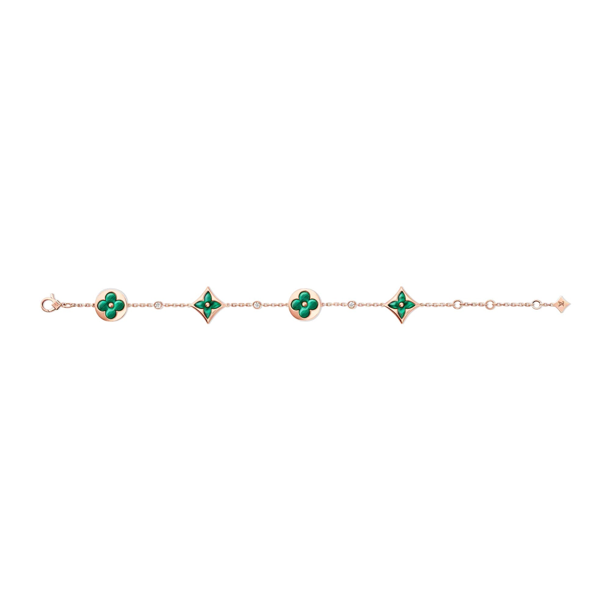 Color Blossom Bb Multi-Motif Bracelet, Pink Gold, Malachite And Diamonds