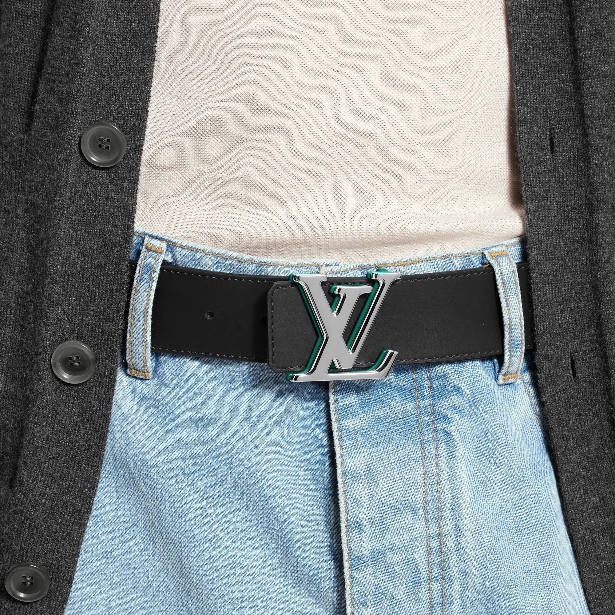 LV Optic Damier Graphite 40mm Reversible Belt