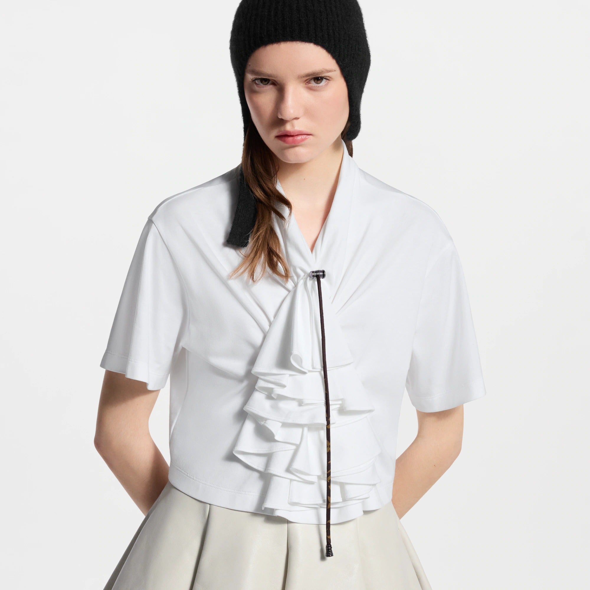 Gathered Ruffle Crop Top