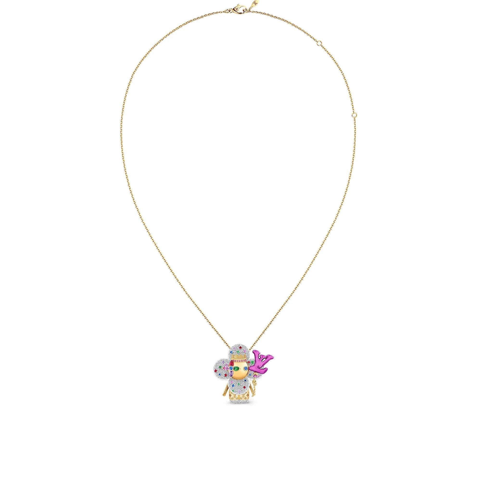 Vivienne Celebration Pendant, Yellow Gold, White Gold, Titanium, Diamonds and Colored Gemstones