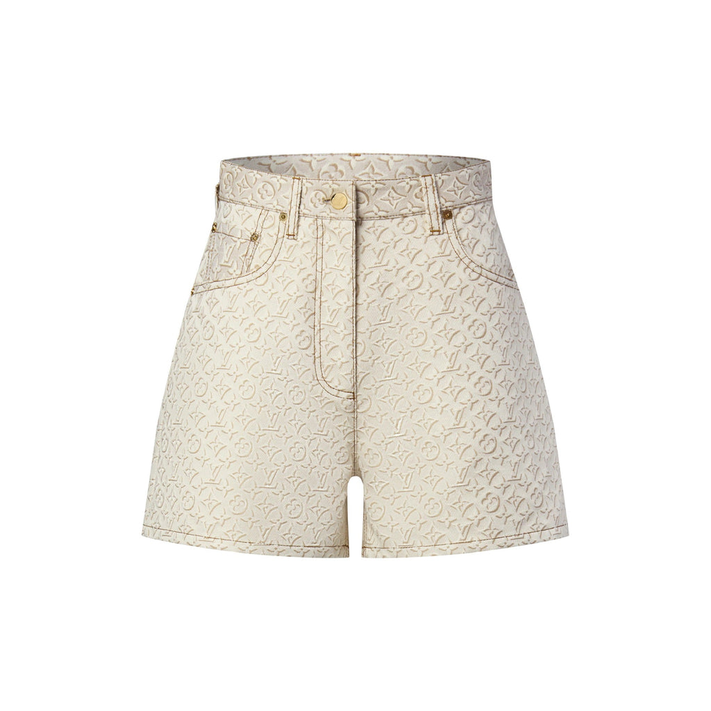 3D Monogram Denim Shorts