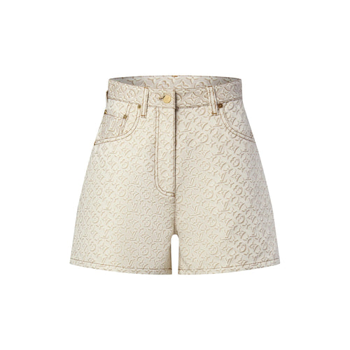 3D Monogram Denim Shorts