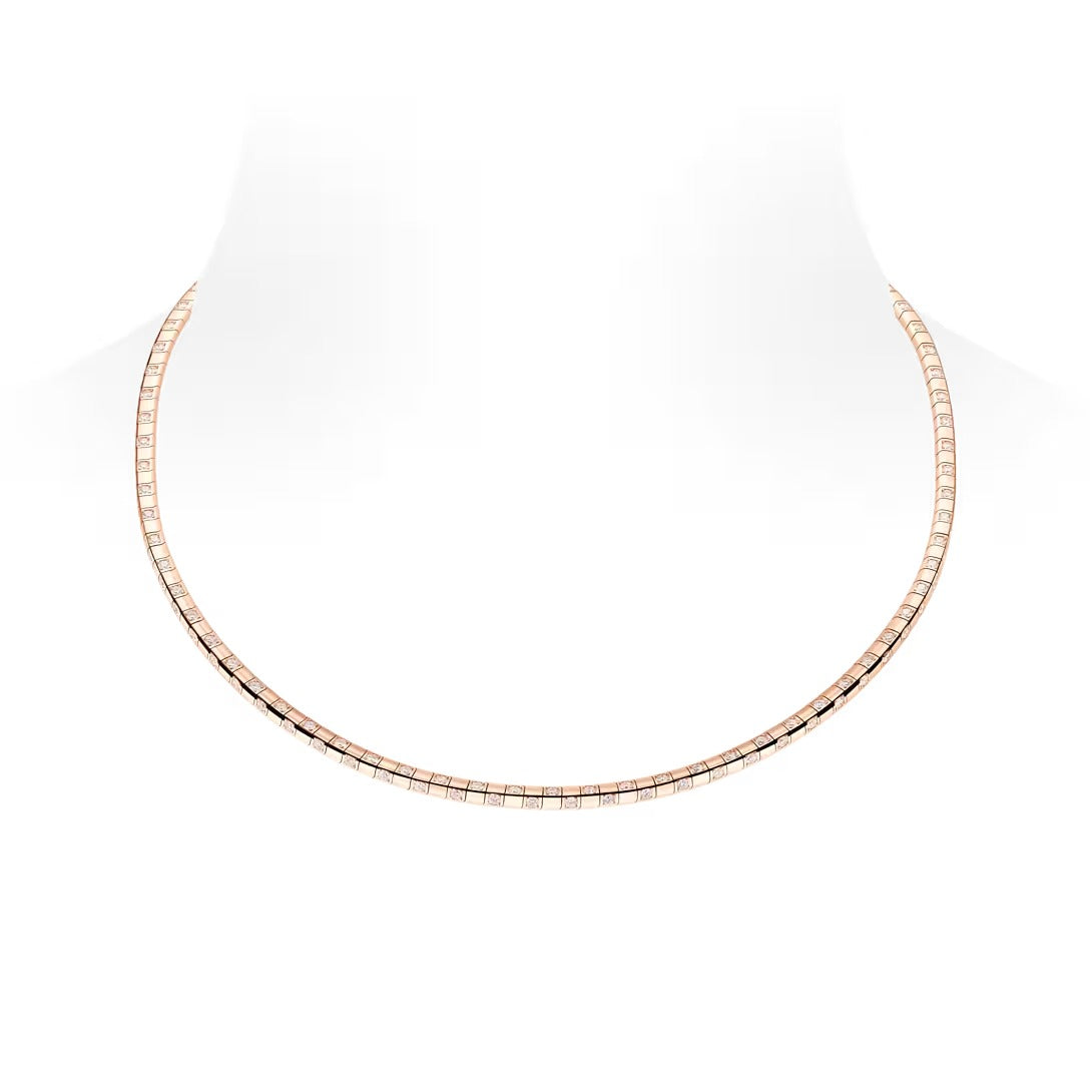 Le Damier de Louis Vuitton Small Necklace, Rose Gold and Diamonds