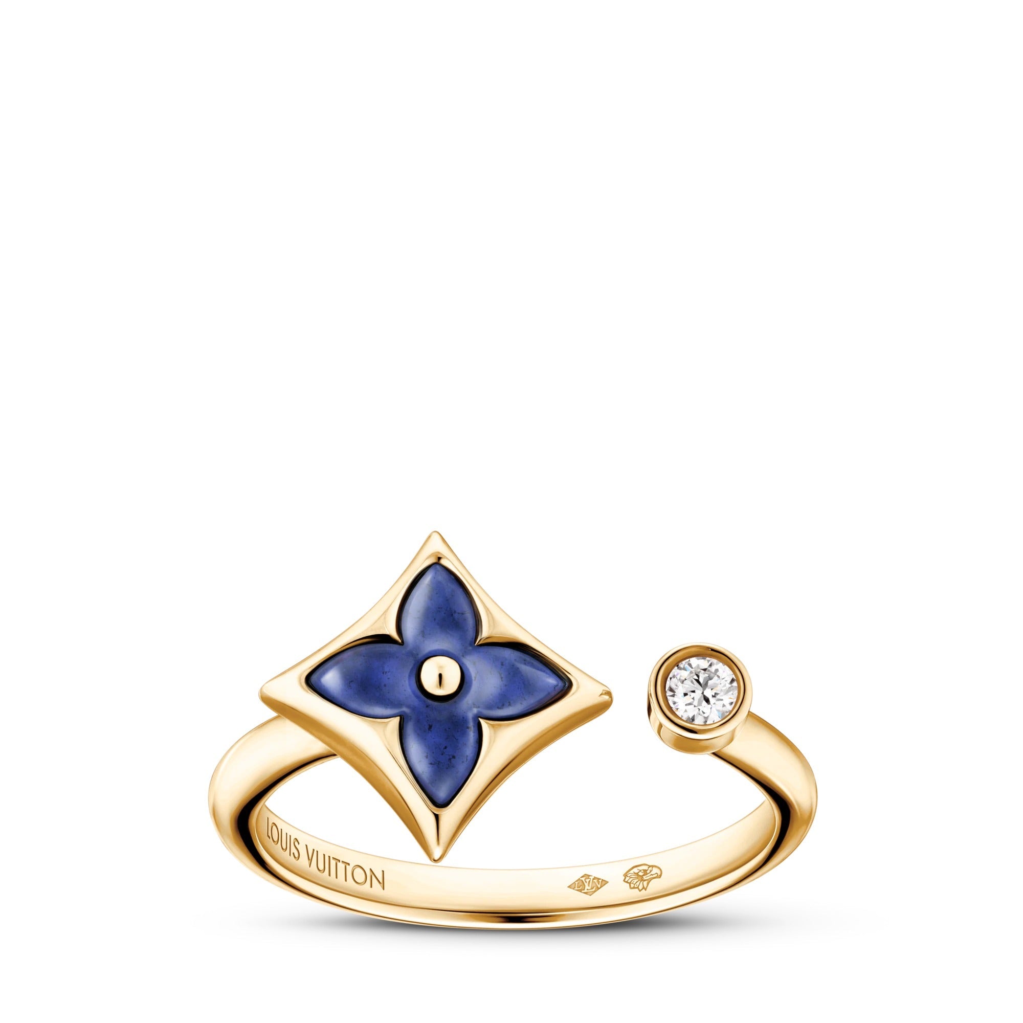 Color Blossom Mini Star Ring, Yellow Gold, Sodalite and Diamond