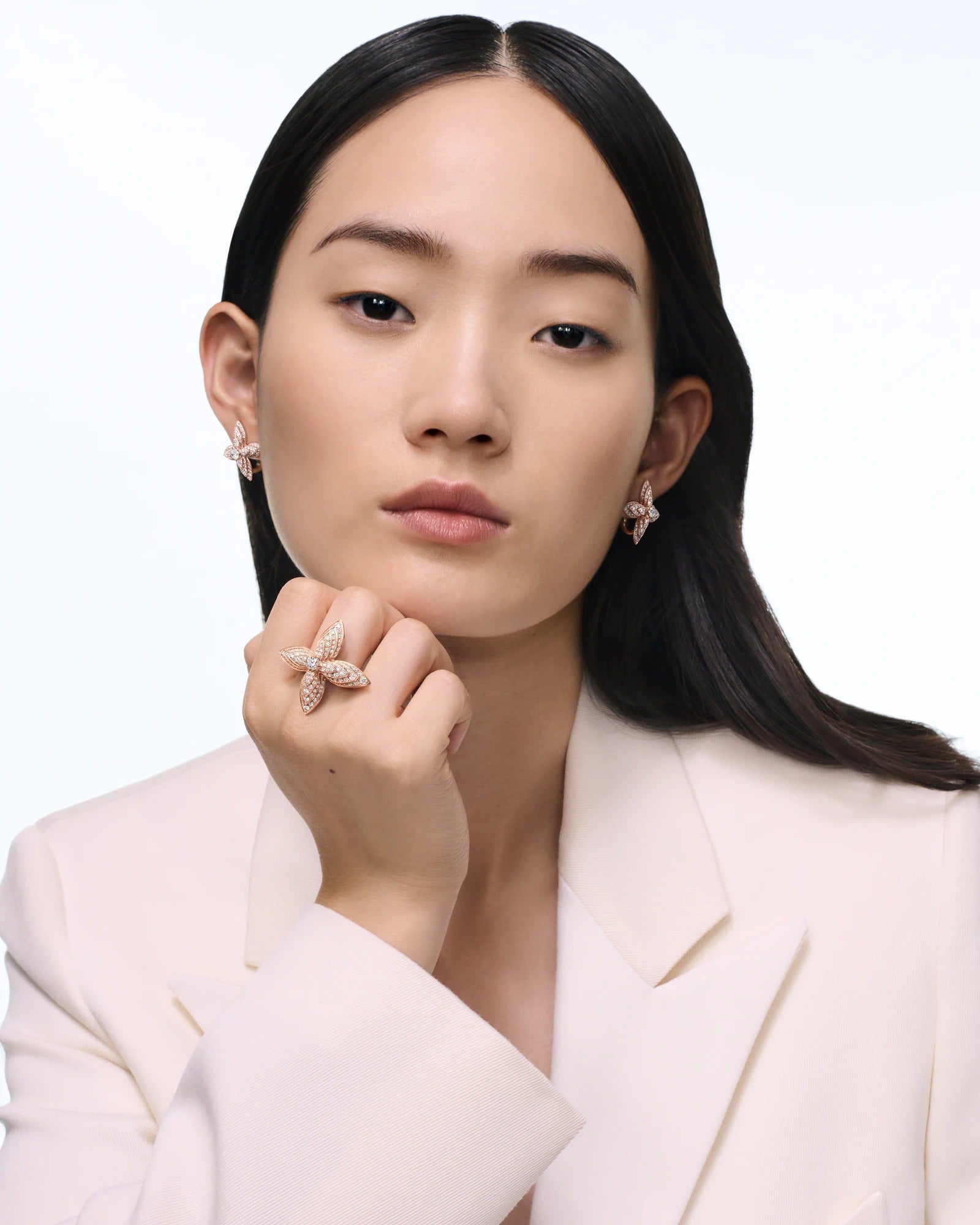 Idylle Blossom Earrings, Rose Gold and Diamonds