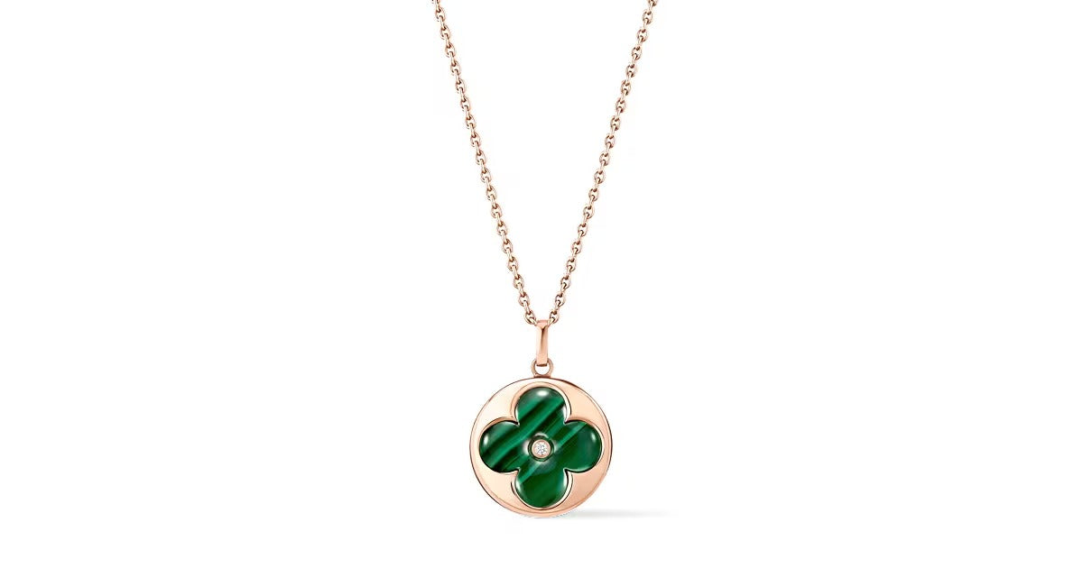 Color Blossom XL Sun Medallion, Pink Gold, Malachite and Diamond